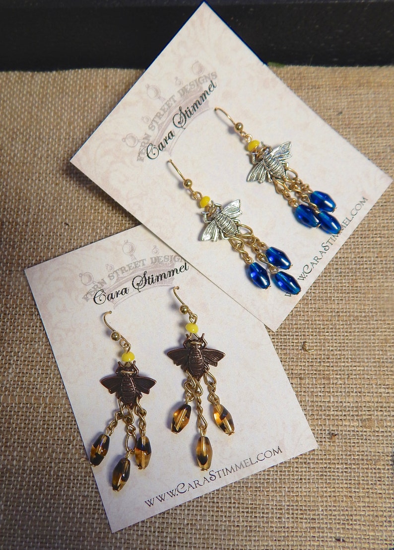 Honey Bee Earrings, Bee Earrings, Bee Jewelry, Bee Chandelier Earrings, Bumble Bee Earrings, Insect Jewelry, Apilculture, Bug Earrings image 4