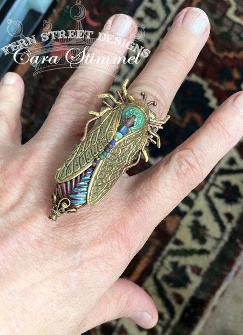 Cicada Statement Ring, Cicada Ring, Insect Jewelry, Adjustable Ring, Made in USA image 1