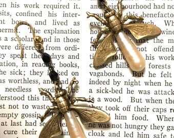 Firefly Earrings, Insect Jewelry,  Rosary Earrings, Bohemian Style, Steampunk Jewelry,  Bug Earrings, Made in USA, Free Shipping USA