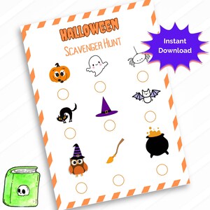 Halloween Scavenger Hunt, Halloween Games For Kids Printable, Classroom Games For Kids Halloween Theme, Witchy Classroom Games For Kids, 5x7