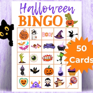 Halloween Printable Bingo Cards For Kids, Printable Bingo Cards, Office Party Games, Halloween Game Night, Bingo Sheets, Bingo PDF, Letter