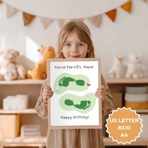 Golf Grandpa Birthday Handprint Art, Papa Birthday Card, Golf Handprint Craft, Footprint Art, Handprint Keepsake, Letter/A4/8x10