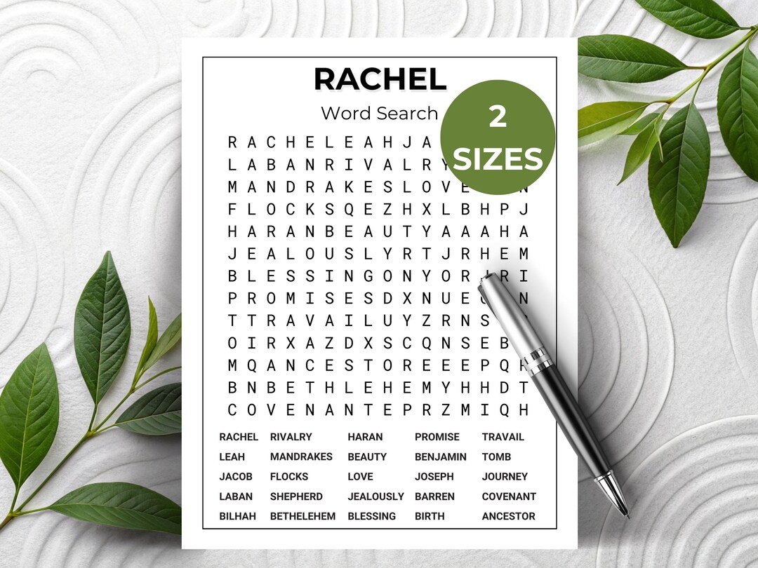 Rachel Word Search, Old Testament, Bible Word Search Puzzle, Religious ...