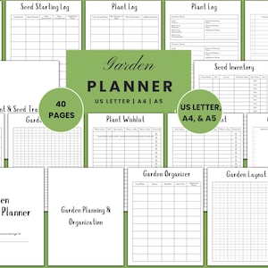 Afdrukbare tuinplanner binder, tuinlogboek, afdrukbaar plantenverzorging, tuindagboek, plantprofiel, tuinplanner, letter/A4/A5