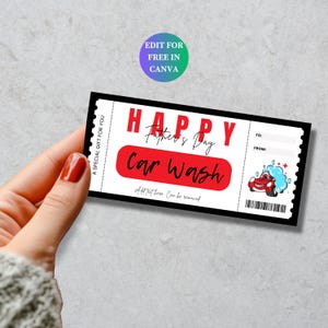 Cupón de lavado de autos editable para el Día del Padre, regalo significativo para papá, plantilla editable, regalo extra para padrastro, regalo DIY, carta