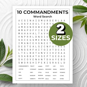 Sopa de letras de los Diez Mandamientos, Diez Mandamientos, Antiguo Testamento, Juegos bíblicos para niños, Moisés, Estudio de la Torá, Escuela dominical.