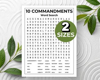 Sopa de letras de los 10 Mandamientos, Diez Mandamientos, Antiguo Testamento, Juegos bíblicos para niños, Moisés, Estudio de la Torá, Escuela dominical,