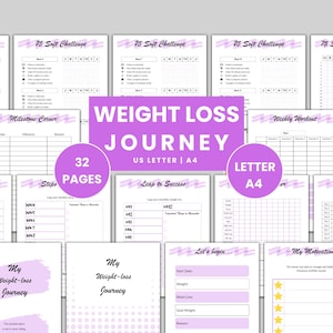 Editable Weight Loss Tracker, Weight Loss Planner, Weight Loss Journal, Weight Loss Journey, Printable Weight Loss PDF, Letter/A4