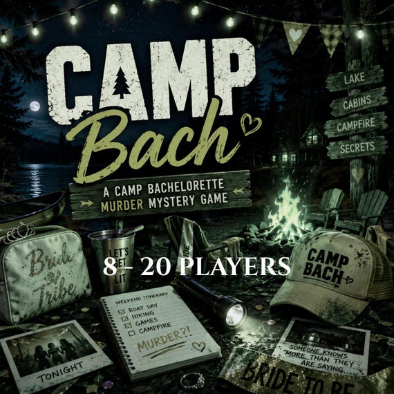 Camp Bach Murder Mystery Party, Murder Mystery Kit, Mystery Dinner Party, Detective Game, Whodunnit, True Crime, Mingling Game, Bachelorette