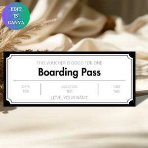Modèle modifiable de carte d'embarquement, billet d'avion imprimable personnalisé, cadeau de voyage personnalisé, billet d'embarquement à faire soi-même, modèle modifiable, lettre/A4