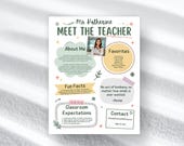 Meet The Teacher Template All About My Teacher Printable Get to Know Teacher All About Me Teacher Favorites Teacher Letter Flyer Bulletin