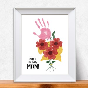 Arte con huella de mano para mamá, manualidad con huella de mano, tarjeta de cumpleaños DIY, huella de mano para niño pequeño, recuerdo de huella de mano, manualidad de cumpleaños, tamaño carta/A4