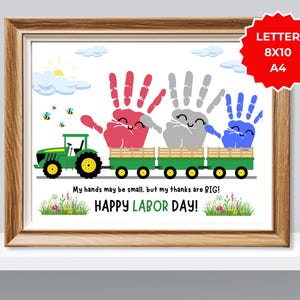 Labor Day Handprint Art, Handprint Craft, Labor Day Handprint, Summer Activity, Handprint Keepsake, Preschool Craft, Letter/A4/8x10