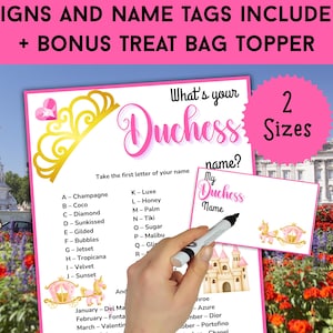 What&#39;s Your Duchess Name Game, Name Generator Game, Team Building Games, Birthday Party Games, Party Nametags, Family Game Night