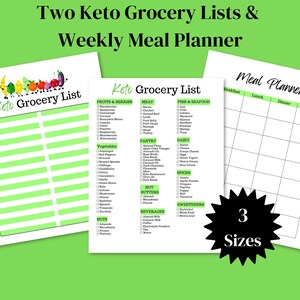 Low Carb Food List Printable Keto Grocery List, Keto Food List, Low Carb Foods, Weekly Meal Planner, Diabetic Food List, Letter/A4/A5