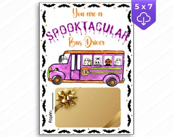 Portatarjetas de regalo de Halloween, idea de regalo para conductor de autobús escolar, agradecimiento al conductor, regalo imprimible para empleados, regalo de agradecimiento, regalo de agradecimiento