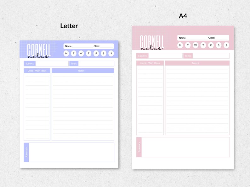 Editable Cornell Notes Template Cornell Template Cornell Method