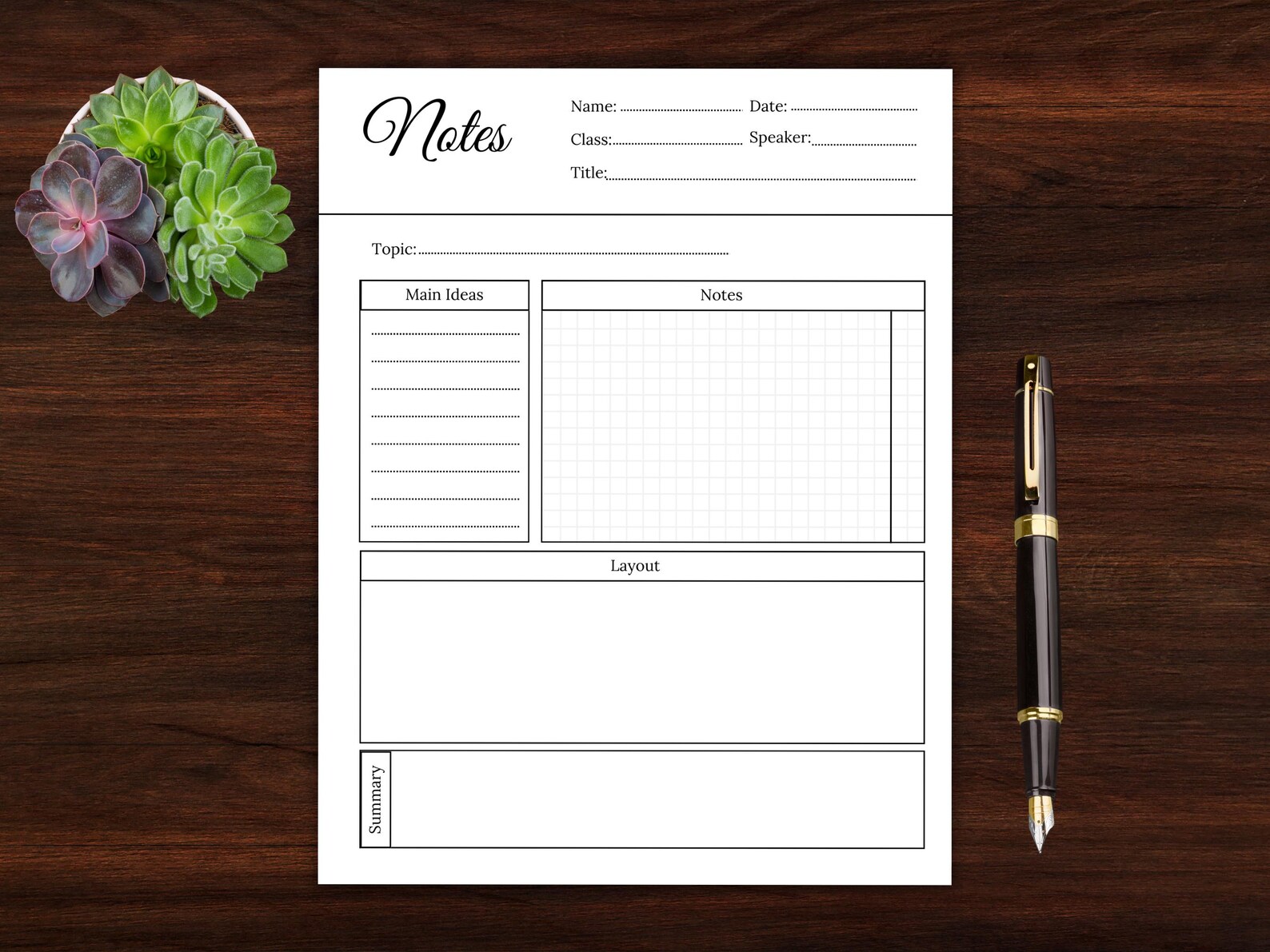 Printable Cornell Note Taking Template, University Class Note Paper ...