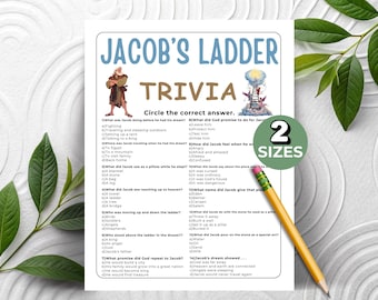 Jacobs LeiterTrivia Spiel für Kinder, altes Testament Arbeitsblatt, Homeschool Aktivität, Kirche Bibelspiele, Genesis, Sonntagsschulstunde, Schöpfung