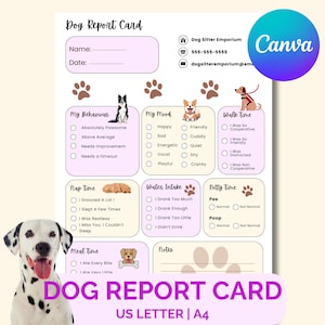 Hund Rapport Karte, Pet Tracker, Haustier Planer, Foto2020, Rapport Karte, Dog Sitter Vorlage, Rapport Vorlage