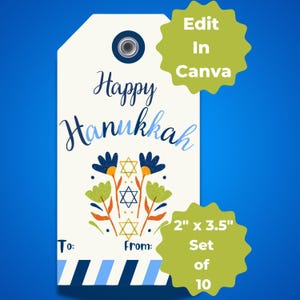 Editable Hanukkah Gift Tags, Happy Hanukkah Printable Gift Labels, Modern Hanukkah Gifts, Jewish Gifts, Hanukkah Party, Hanukkah Decorations