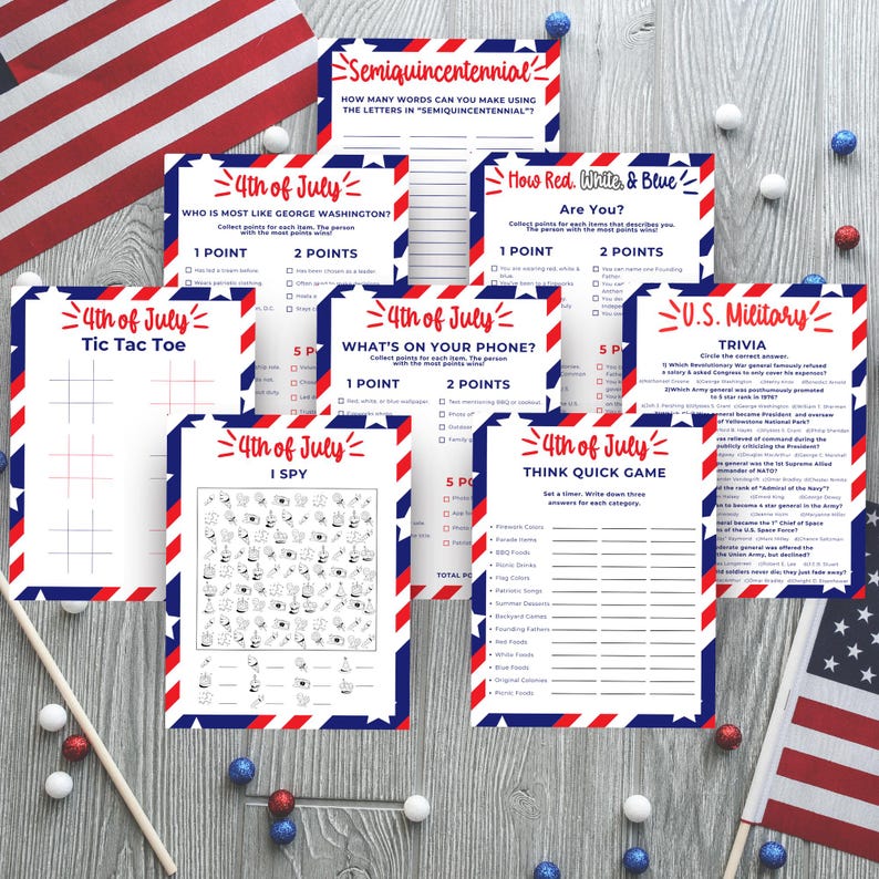 250 Years Game Bundle, 4th of July Games, 250th Anniversary, America ...
