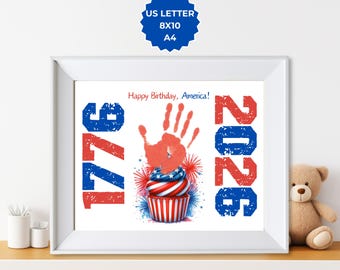 250th Anniversary Handprint Art Craft, 250 Years, America 250, 4th of July, Footprint Art, Preschool Daycare Kids Activity, Toddler Craft