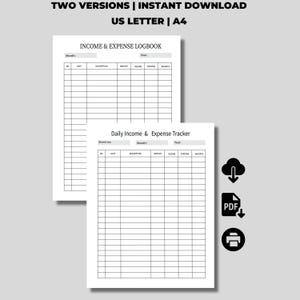 Printable Income And Expense Tracker Sheets, Planner Inserts Budgeting, Small Business Bookkeeping, Spending Tracker, Financial Planner