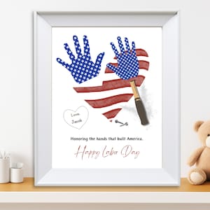 Labor Day Handprint Art, Handprint Craft, Labor Day Handprint, Summer Activity, Handprint Keepsake, Preschool Craft, Letter/A4/8x10