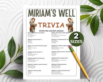 Miriam's Well Trivia-Spiel für Kinder, altes Testament Arbeitsblatt, Homeschool Aktivität, Kirche Bibelspiele, Genesis, Sonntagsschulstunde, Torah