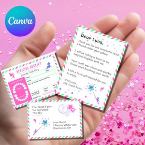 Lettre modifiable de fée des dents, mot de fée des dents, reçu de fée des dents, lettre de dent perdue, carte des dents de bébé perdues, modèle modifiable