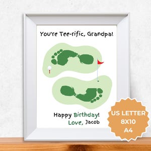 Golf Grandpa Birthday Handprint Art, Papa Birthday Card, Golf Handprint Craft, Footprint Art, Handprint Keepsake, Letter/A4/8x10