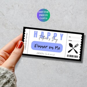 Cupón editable para la cena del Día del Padre, regalo significativo para papá, plantilla editable, regalo extra para padrastro, regalo DIY, carta