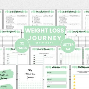 Digital Weight Loss Tracker, Weight Loss Planner, Weight Loss Journal, Weight Loss Journey, Printable Weight Loss PDF, Letter/A4