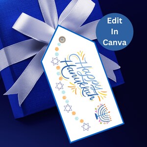 Editable Customizable Hanukkah Tags, Happy Hanukkah Printable Gift Labels, 8 Nights of Hanukkah Tags, Hanukkah Party, Jewish Gifts