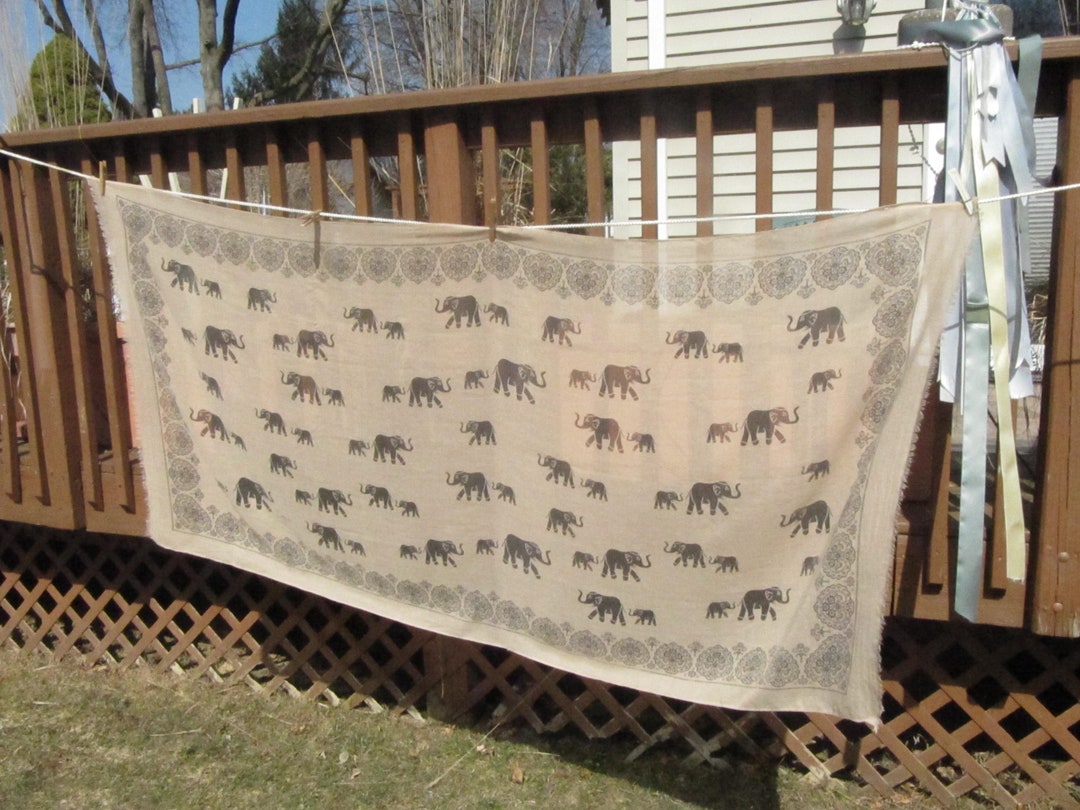 ELEPHANT THEME COVERING 35 X 72 Inch Cover With Elephants,100 Percent