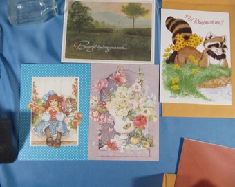 CARTÕES VINTAGE feitos na América, 12 vários cartões comemorativos com envelopes, feitos nos EUA, uma dúzia de cartões de aniversário, cartões de melhoras, notas