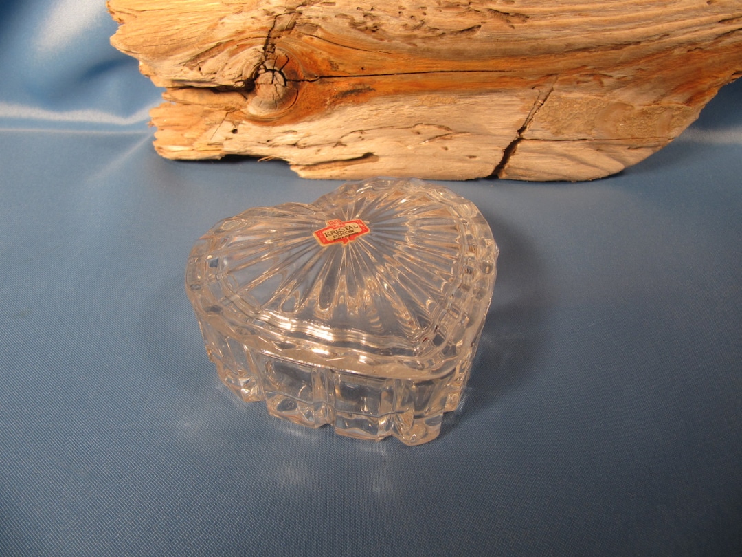 Lead Crystal Heart Shaped Trinket Dish Czechoslovakia Crystal Etsy