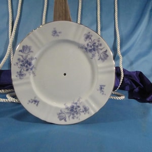 STAFFORDSHIRE PLATE made in  ENGLAND, Fine England Bone China Dinner plate with drilled hole,Crown Stafforshire dinner plate with lavender