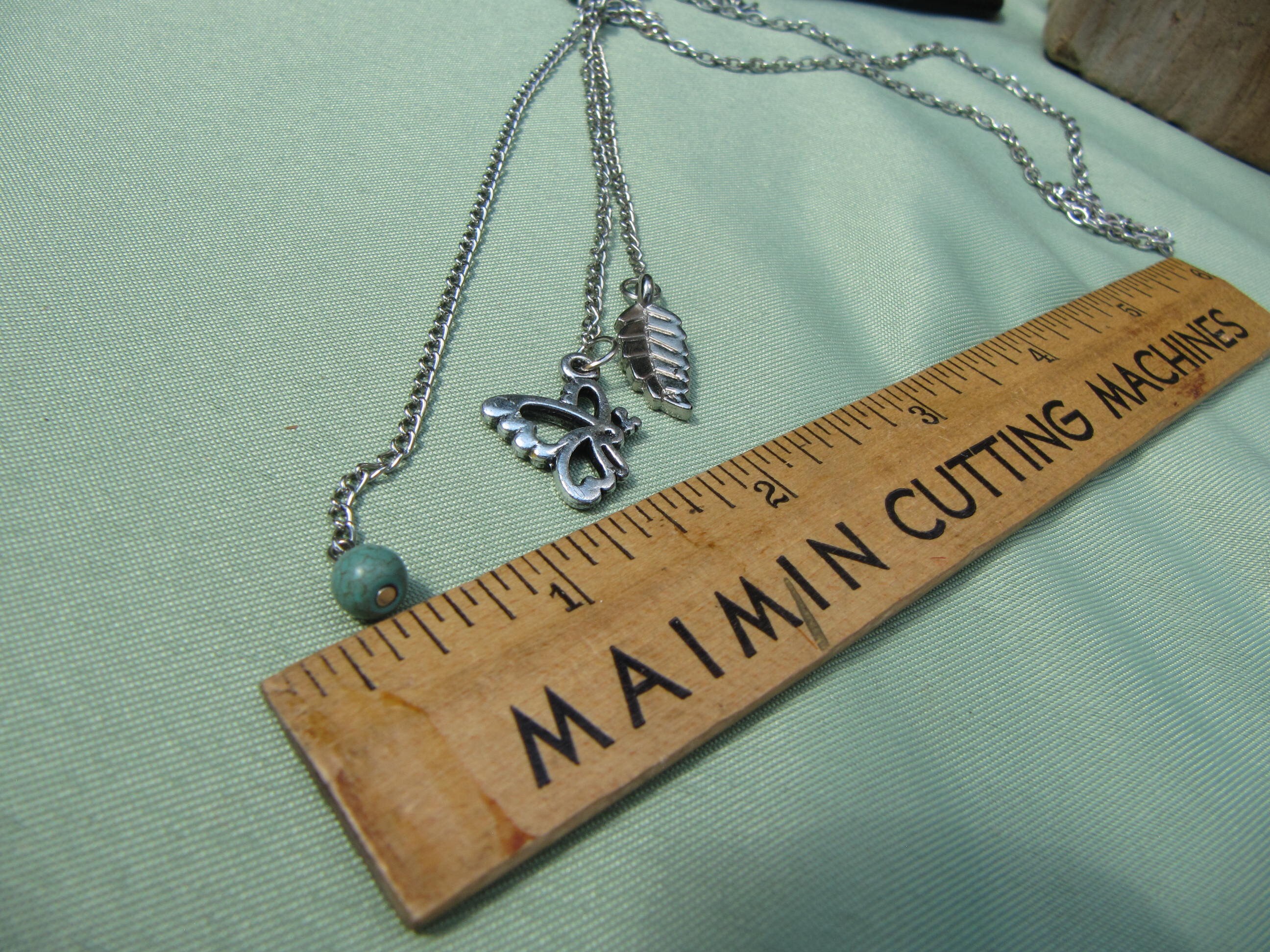 TURQUOISE CROSS and CHARMS on Silver Tone Chain, One in