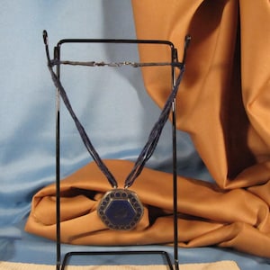 EGYPTIAN REPRODUCTION, Lapis lazuli Pendant of Egyptian Deer Image,Antique Reproductin of Egyptian Artifact silver and Lapis 2 inch pendant