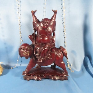 Chinese Antique, Asian Wood Buddha Statue, Wood Carved Buddha Figurine, Old Buddhist Statue, Rosewood Sculpture, Antique Foo Dog Sculpture