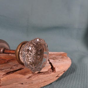 Antique Clear Glass and Metal Door Knobs with Spindle 12 point