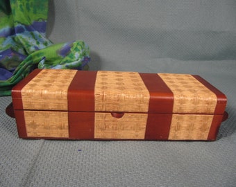 HOLZ BOX mit BAMBUS Auflage, Holz und Weiden antike kleine Box, Bambus antik Holz Box, Bambus und Mahagoni wie Holz Box, rechteckige Box