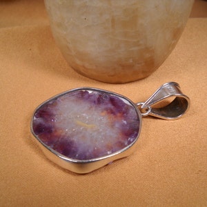 AMETHYST and SILVER PENDANT, Slice of Amethyst encased in silver, Amethyst Pendant, Amethyst Jewelry, Healing Amethyst, Slice of Amethyst, image 3