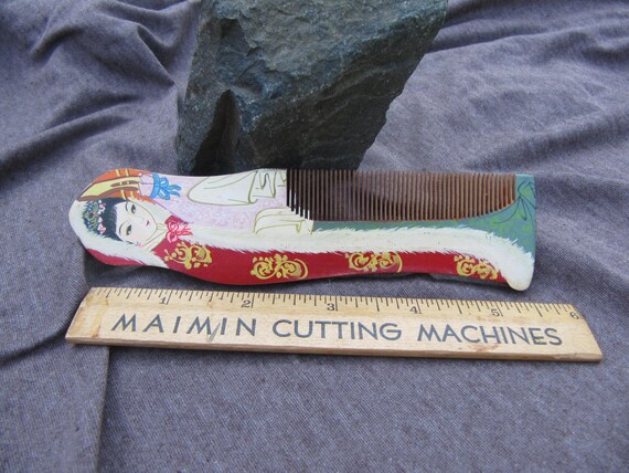 Geisha Wood Hair Comb, Geisha Girl Comb, Japan Ge… - image 3