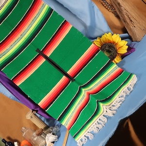 Miniature Mexican Pancho Blanket placemat ,Tiny Mexican Serape, Vintage Serape Blanket, Saltillo Blanket, Mexican Textile, Cotton Saltillo S