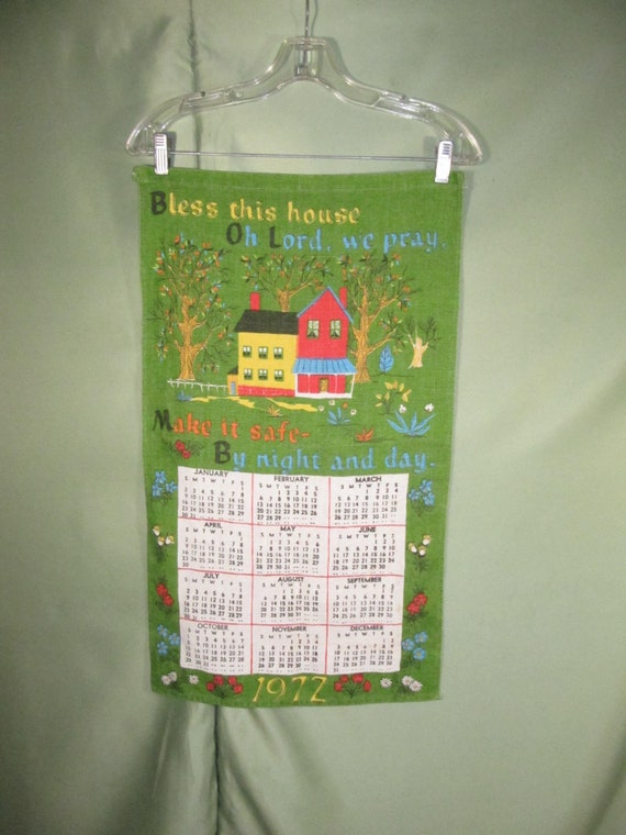 Bless This House 1972 Calendar, Vintage Linen Banner, Retro Wall Hanging,  Calendar Tea Towel, Make It Safe by Night and Day, Calendar Towel - Etsy  Denmark