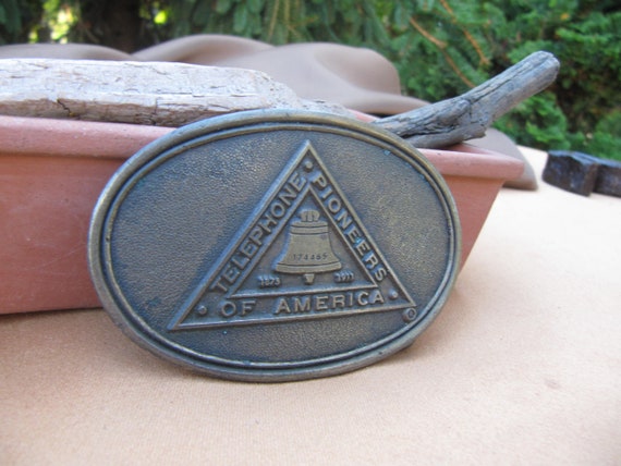 VINTAGE BELT BUCKLE, Antique Telephone Pioneers o… - image 3