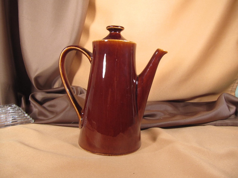Authentic Mid-Century California Pottery Tea Pot coffee Brown Glaze Large coffee tea Pot with Handle USA CALIFORNIA COFFEE Pot